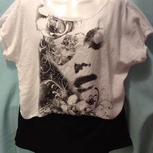 RECKLESS HEARTS BLACK &WHITE"T"&BLACK SHORTS SZ-12